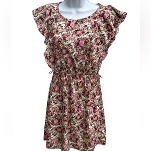 Vintage ladies Touch 9 rose floral mini dress size Small